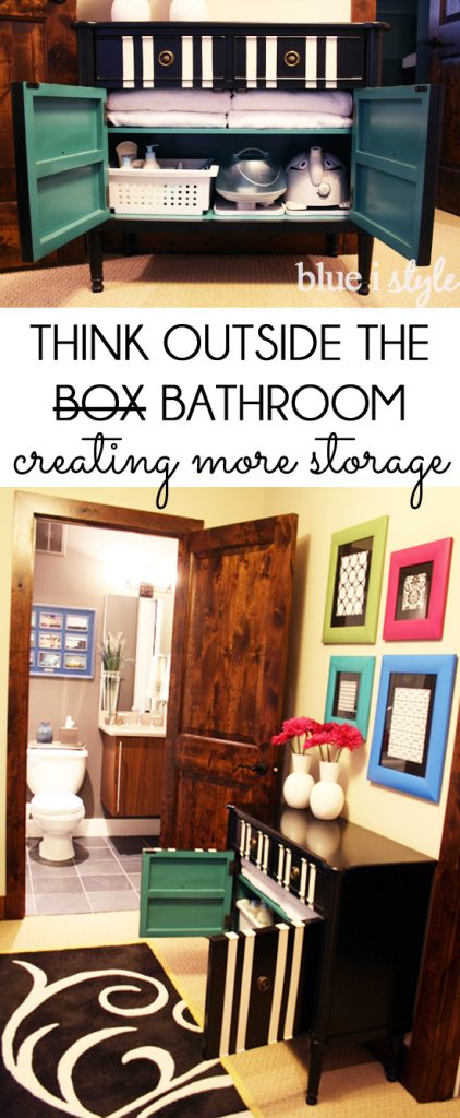 Organize by adding storage outside the bathroom