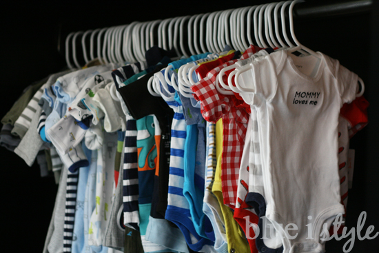 hang baby clothes in armoire rather than closet