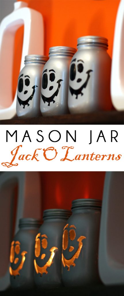 Metallic modern mason jar jack o'lanterns