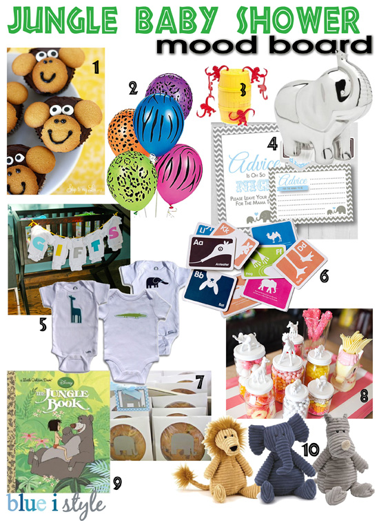 entertaining with style} Mood Board for a Jungle Themed Baby Shower - Blue i Style entertaining with style} Mood Board for a Jungle Themed Baby Shower - Blue i Style