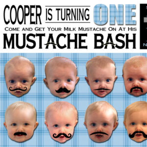 First Birthday Party Mustache Bash Invitation