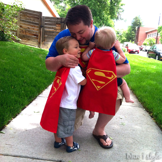 Father and son Superman photo shoot