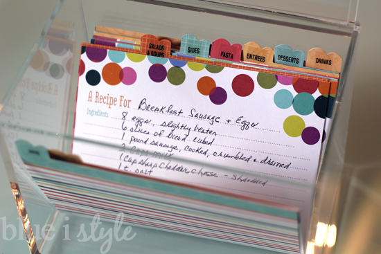 Quick and Cute Recipe Box Dividers - Blue i Style