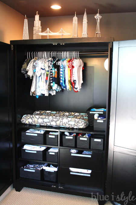 Armoire baby changing station and closet