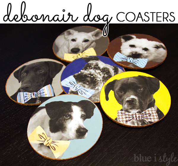 DIY dogs wearing bow ties coasters