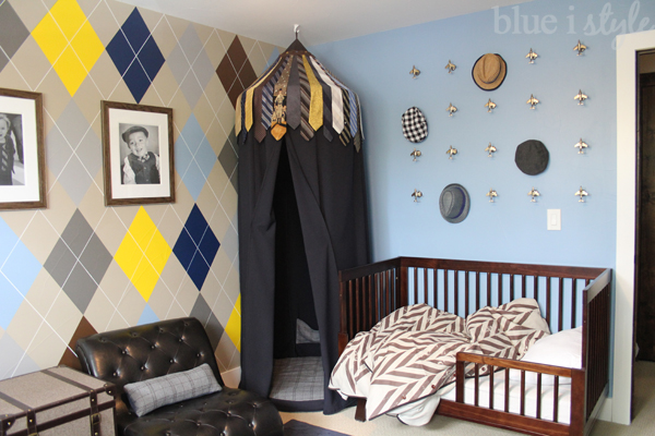 Necktie Play Tent in Menswear Themed Boy Room