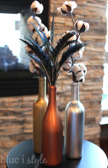 metallic wine bottle vases