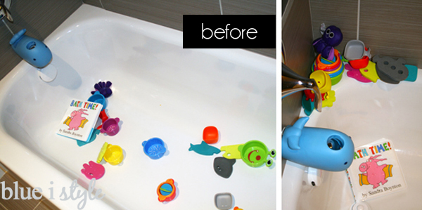 Bath tub toys before organization