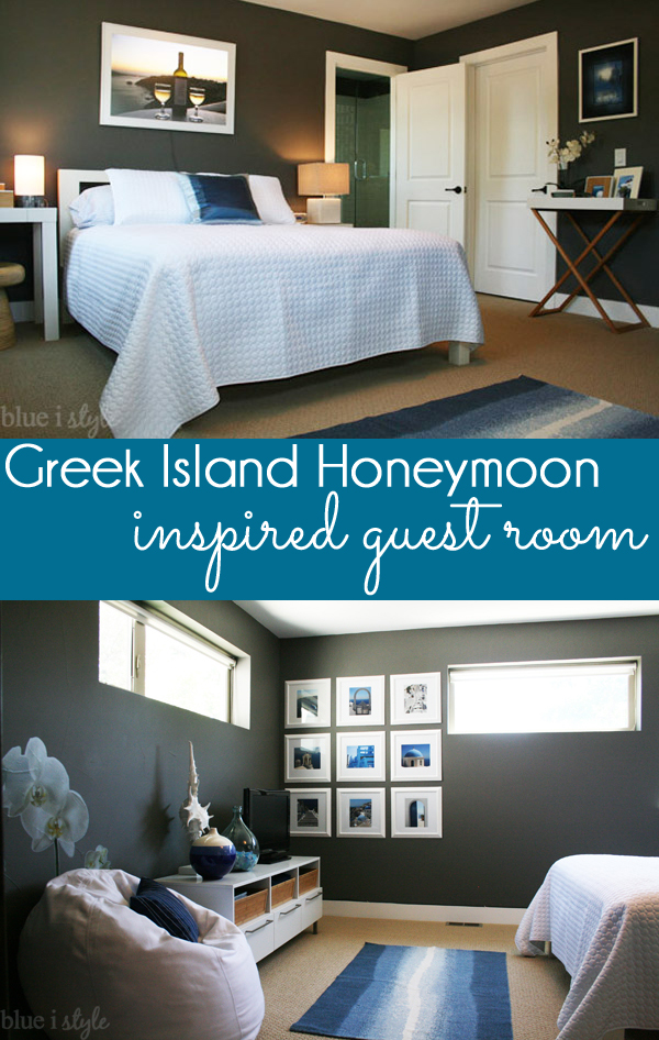 Greek Island Honeymoon Inspired Guest Room - inspired by travels in Santorini and Mykonos