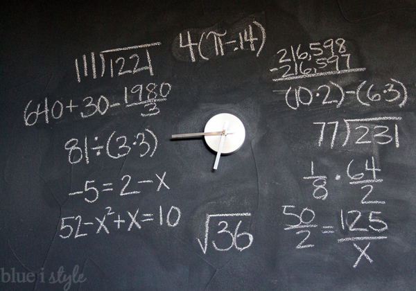 Chalkboard clock with math