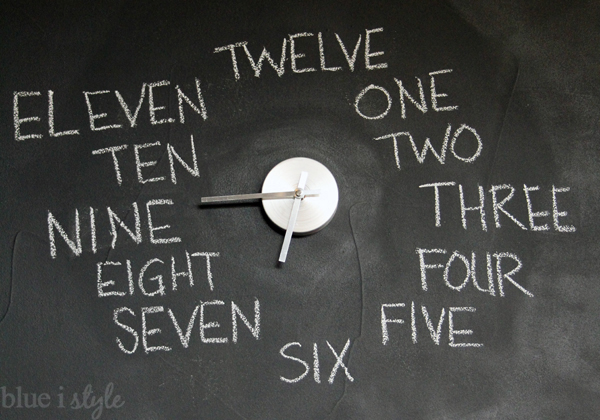 Chalkboard Clock with spelled out numbers