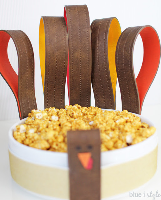 Adorable turkey serving bowl made from belts