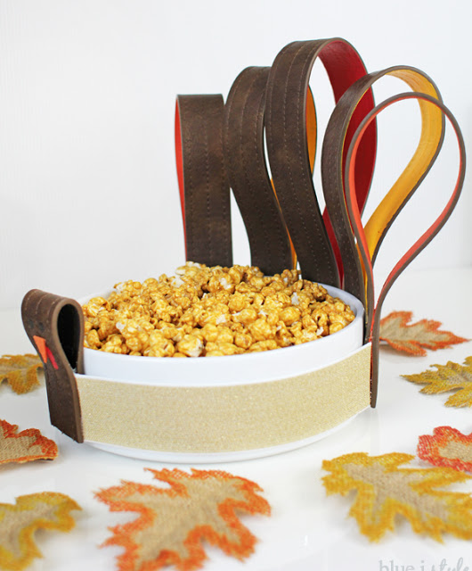 Belts upcycled to create Thanksgiving serving dish