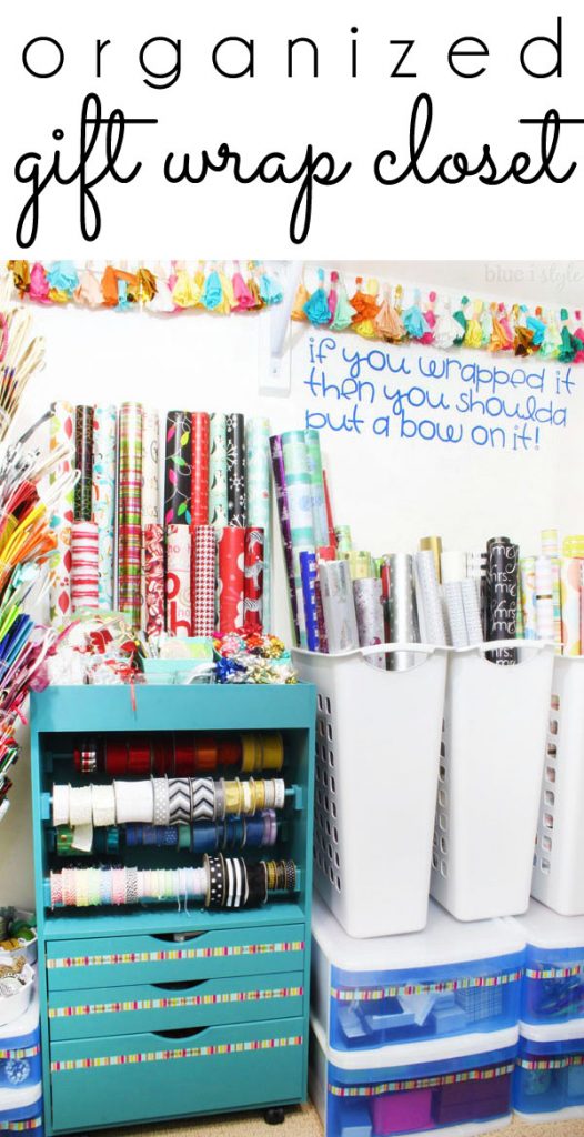 Organized Gift Wrap Closet