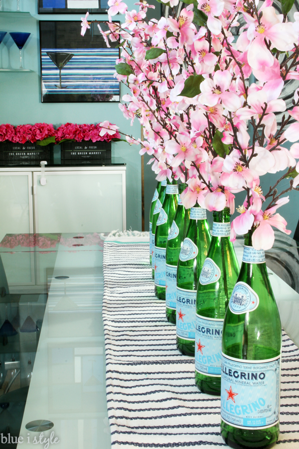 San Pellegrino Bottles as Spring Flower Vases