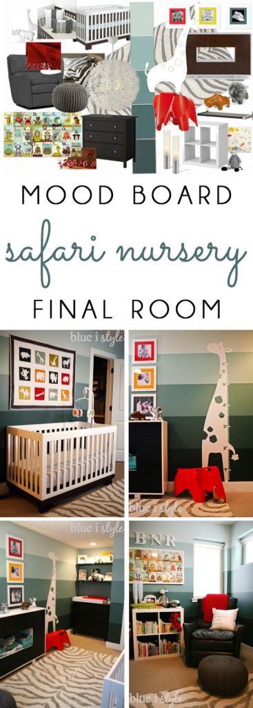 Animal themed nursery mood board and photos