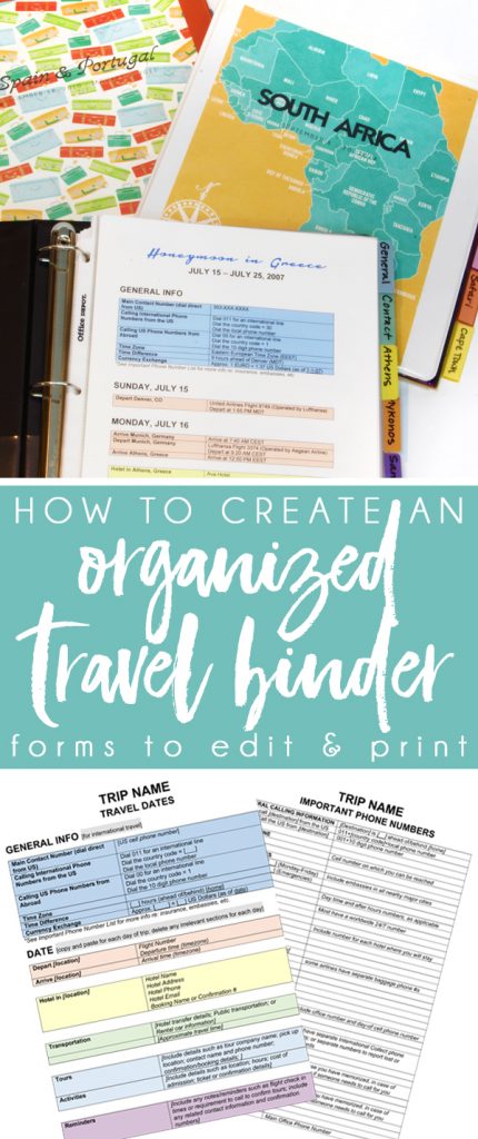 Create An Organized Travel Binder Free Printable Planning Pages Blue I Style