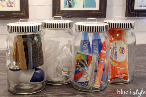 Laundry Room Canisters with washi tape