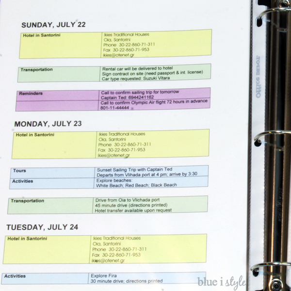 trip organizer template