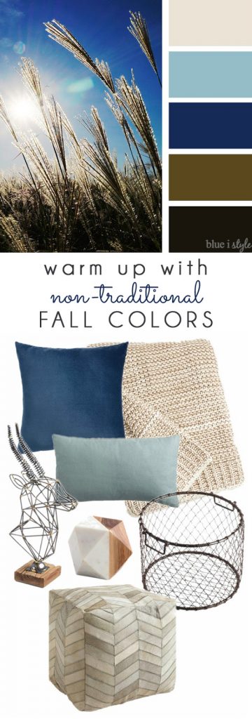 Blue and Neutral fall decor