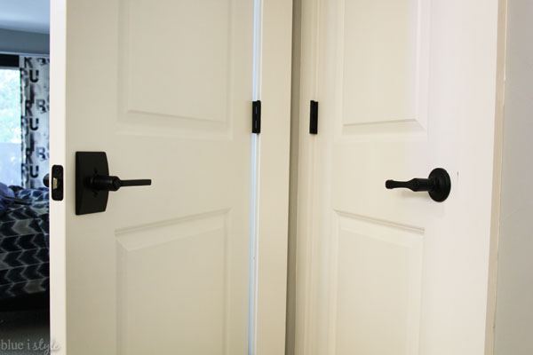 Side by side door lever comparison before and after