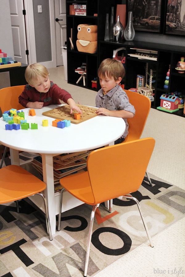 Play table in basement playroom