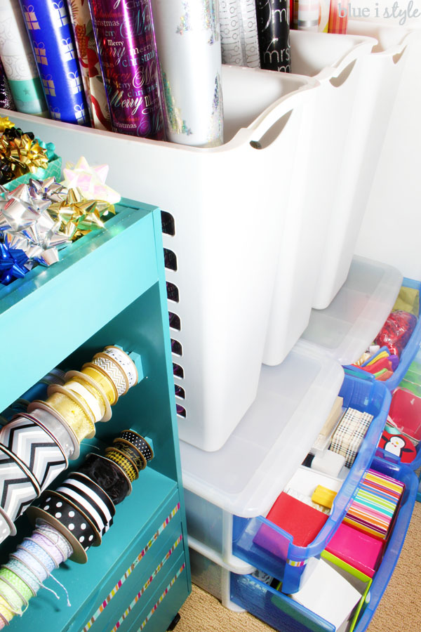 Gift wrap closet organization