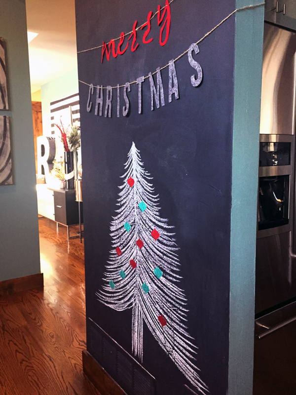 Chalkboard Wall Christmas Tree with Ornament Magnets