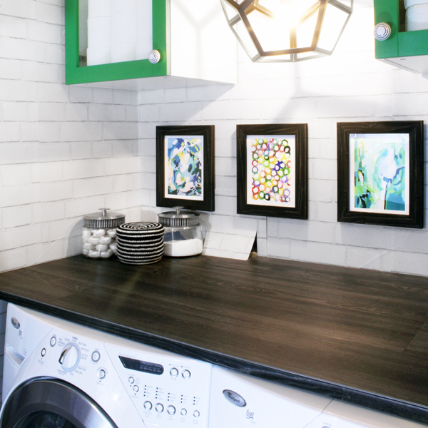 Diy Wood Plank Laundry Room Countertop, Countertop Over Washing Machine And Dryer