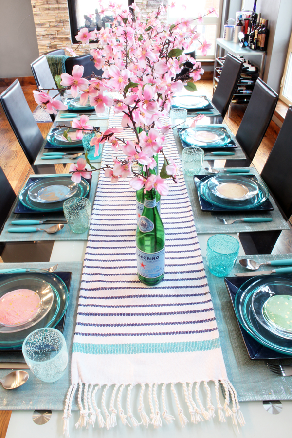 Easter Tablescape with Upcycled Pelegrino Bottle Vases