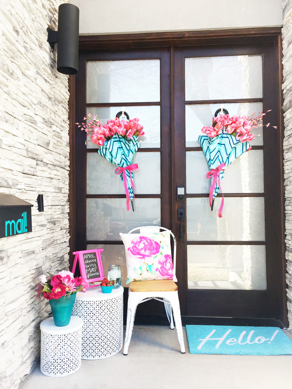 April Showers Bring May Flowers Front Porch Umbrella Wreaths