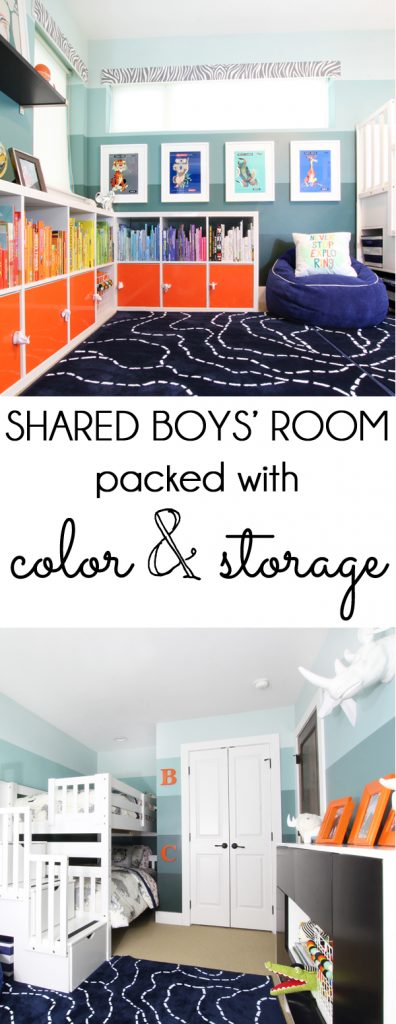 Shared Boys' Room Color Storage Bunk Beds