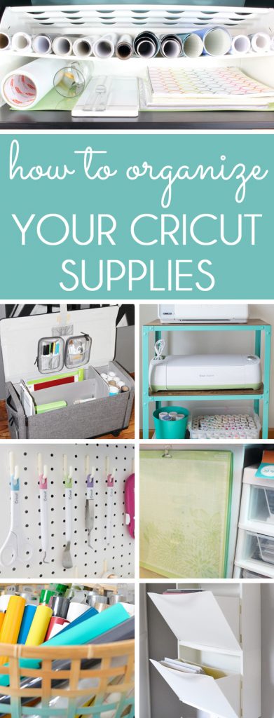 how to organize cricut supplies, vinyl, tools and mats