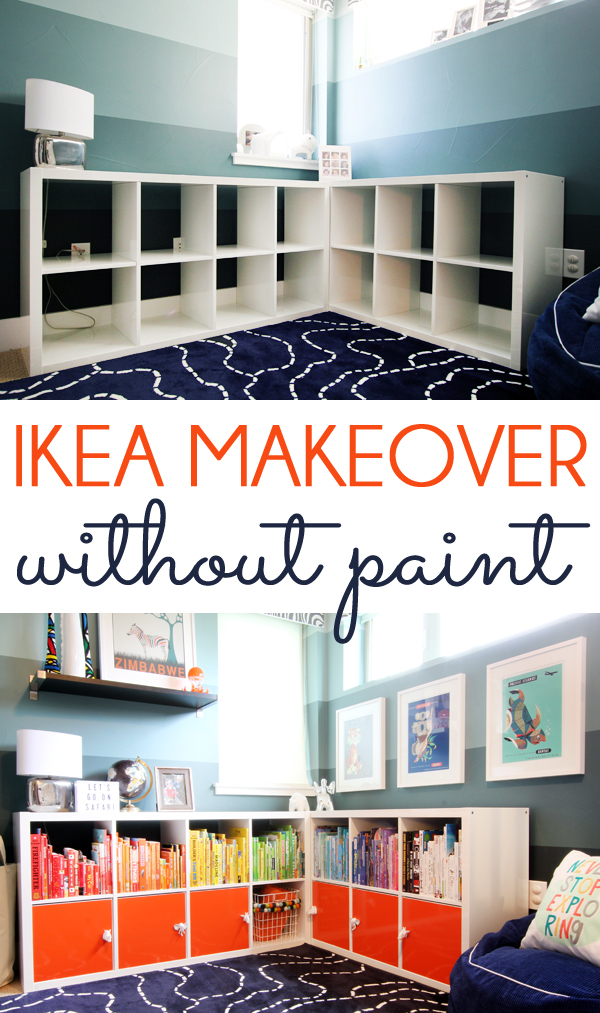 Bookshelf Makeover Without Paint An Ikea Hack Blue I Style