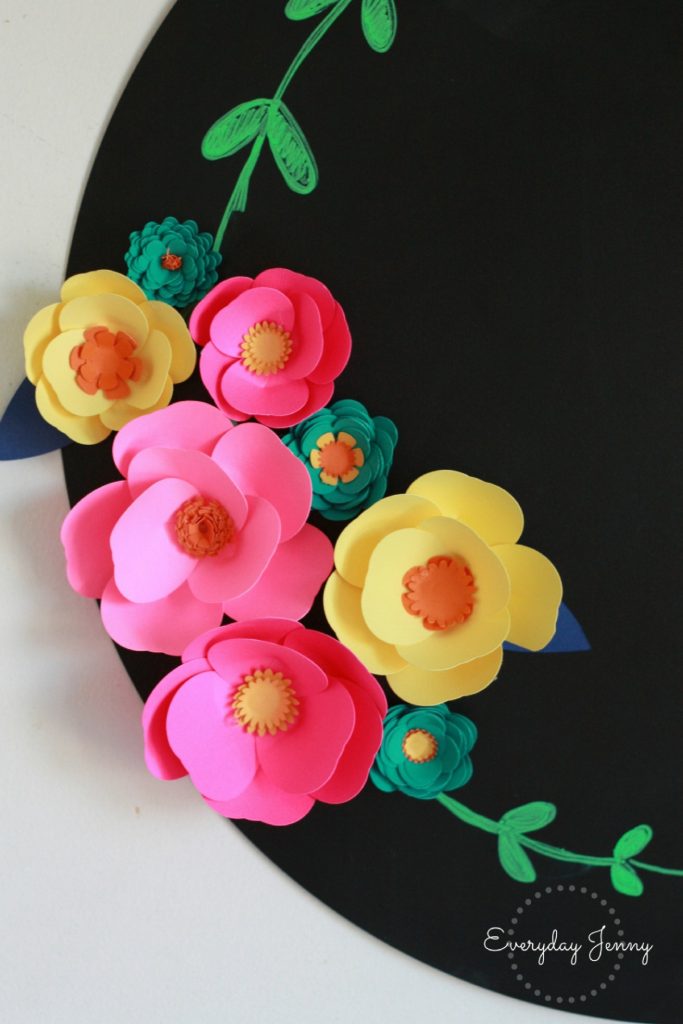 3D-Cricut-Paper-Flowers-Magnets-Up-Close-Bottom-Chalkboard