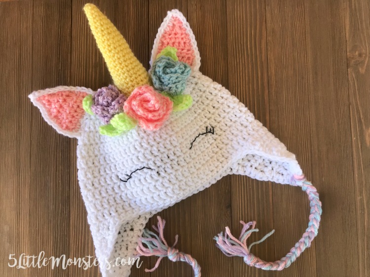 Unicorn hat with flowers