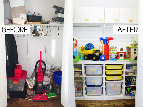 Organized closet before and after