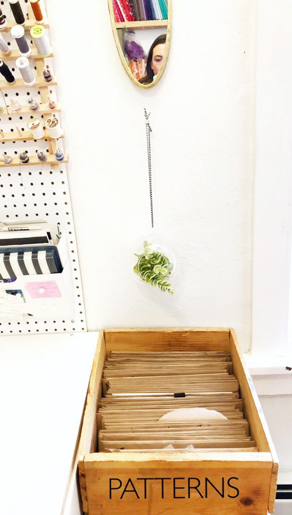 Organize and store sewing patterns in wood file box