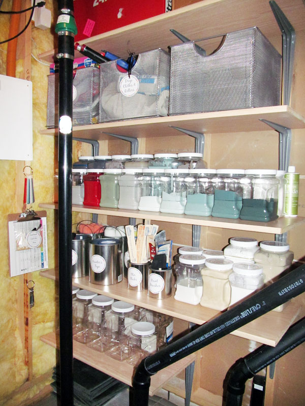 Think your small utility room doesn't have usable storage space? This utility room shelving solution can fit any tight space and allowed us to find the best way to organize paint supplies.