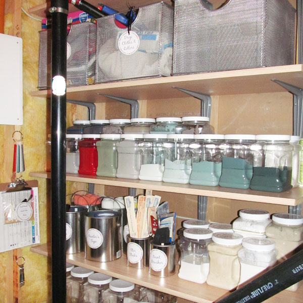 Organizing Basement Shelves-Adding Color to Storage Spaces