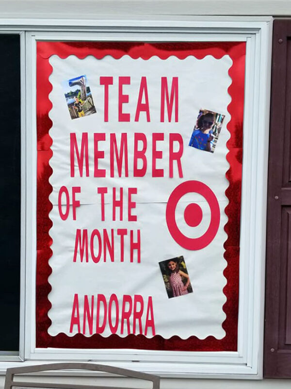 Target birthday-party decor team member of the month sign