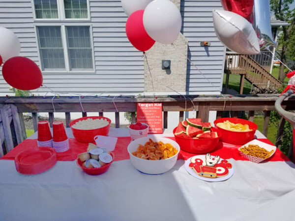 Target-themed birthday party food table