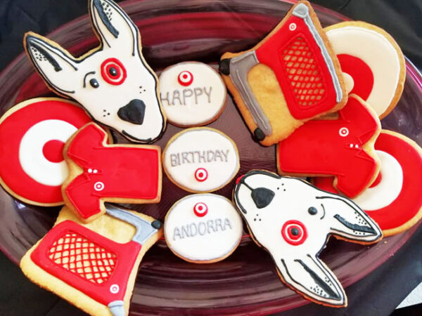 Target-themed birthday cookies