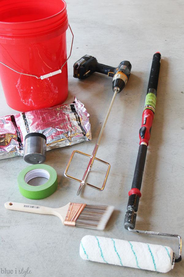 Supplies for metallic garage floor finish