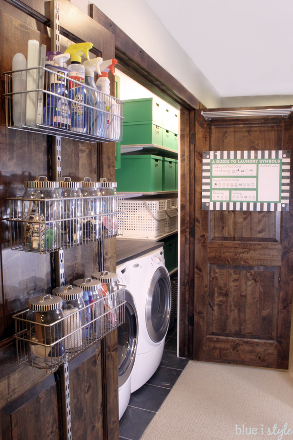 Back of door storage in a small laundry closet