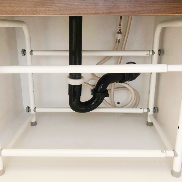 Adjustable under bathroom sink organizer