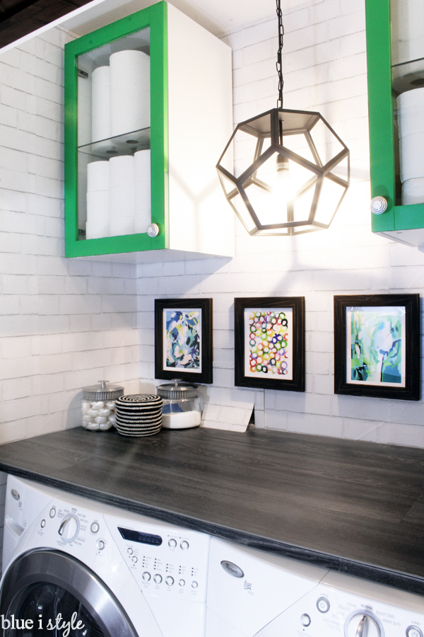 Laundry room with DIY wood countertop