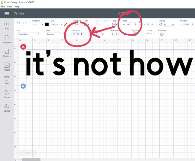 Adding text and changing size in Cricut Design Space