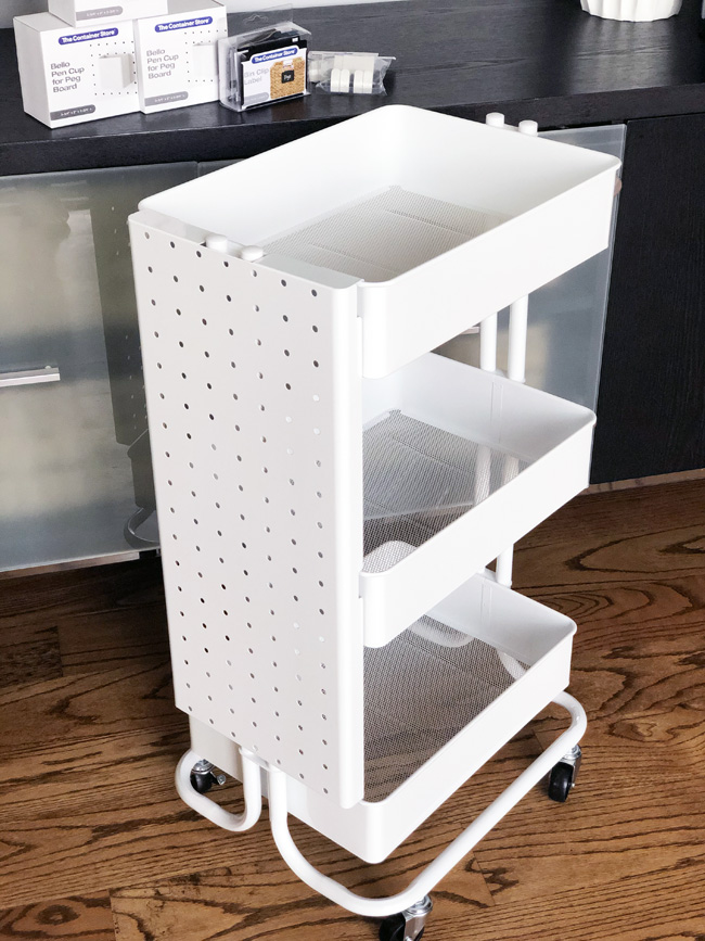 Adding a pegboard to a rolling cart