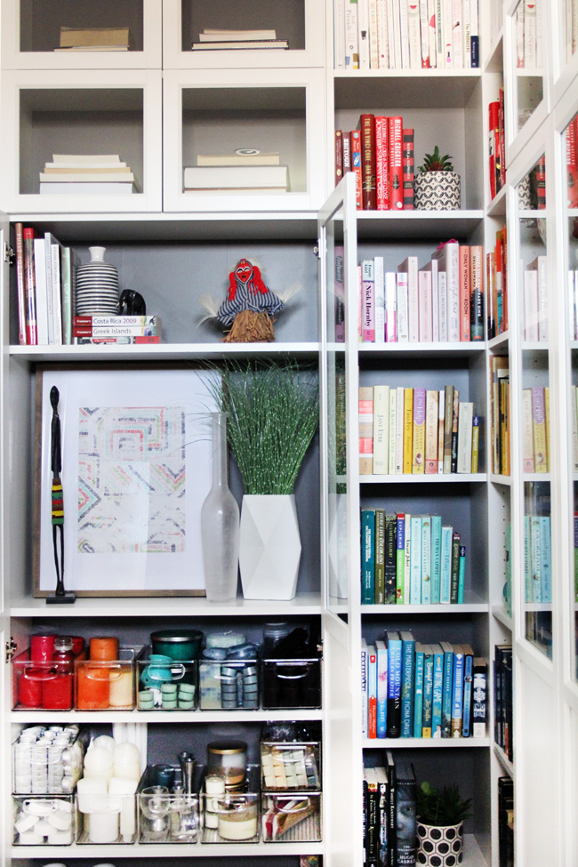 Organized Candle Storage Cabinet Shelves